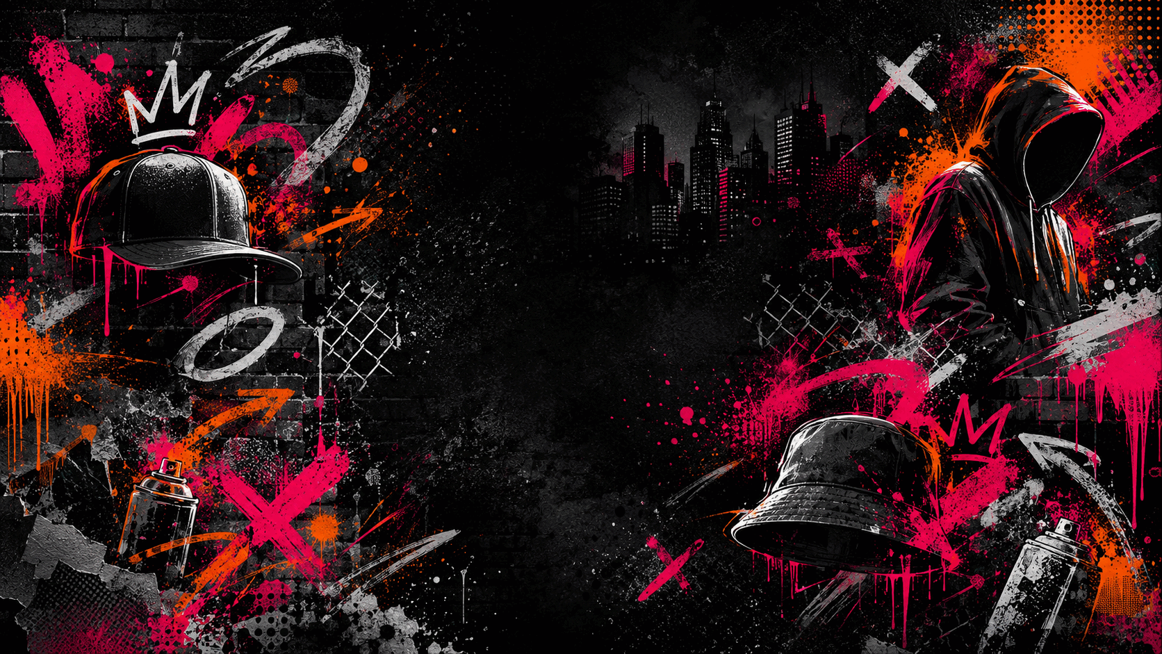 Arte urbano con gorras y estilo graffiti